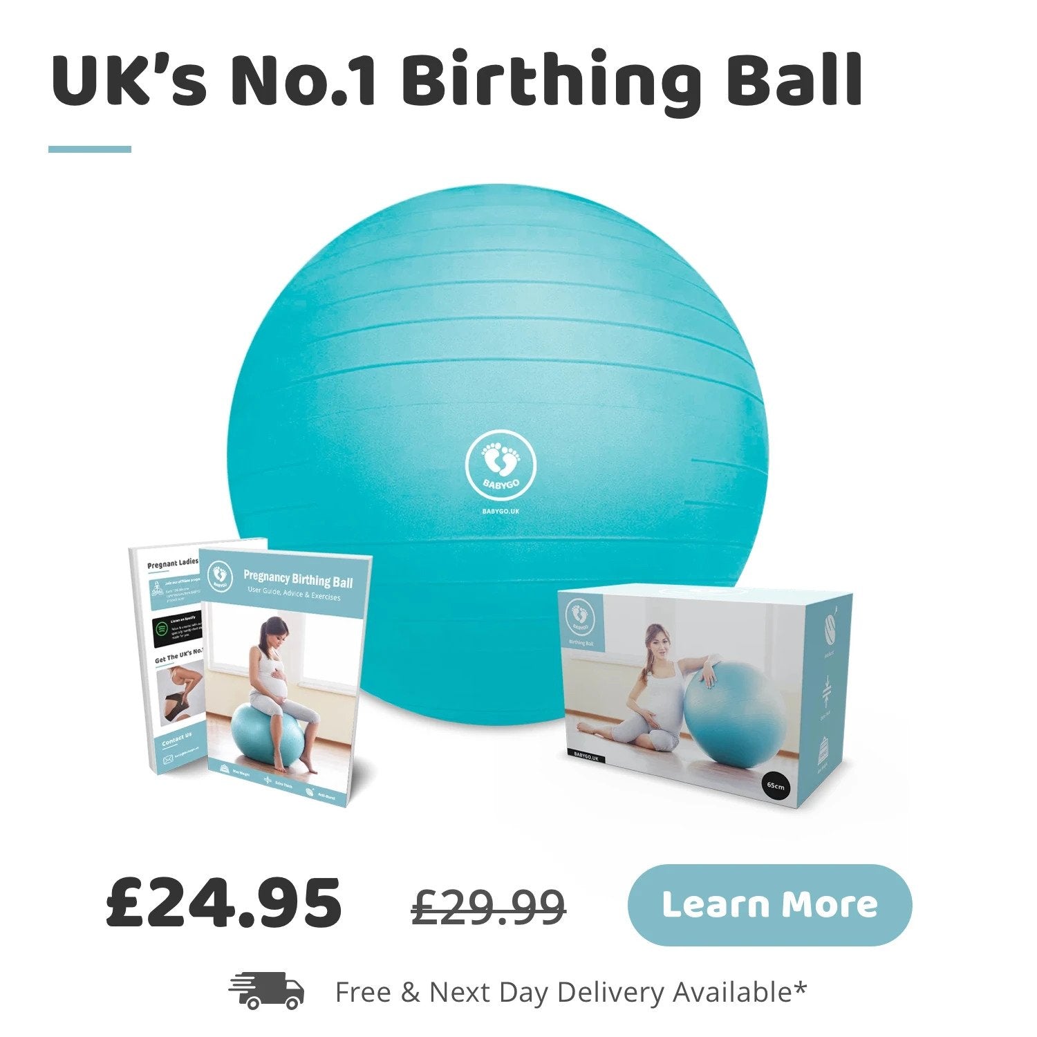 Birthing Ball Pregnancy Maternity & Labour Ball With Free Trimester Specific Exercise Guide Weight Loss Anti-burst Technology 65cm 75cm